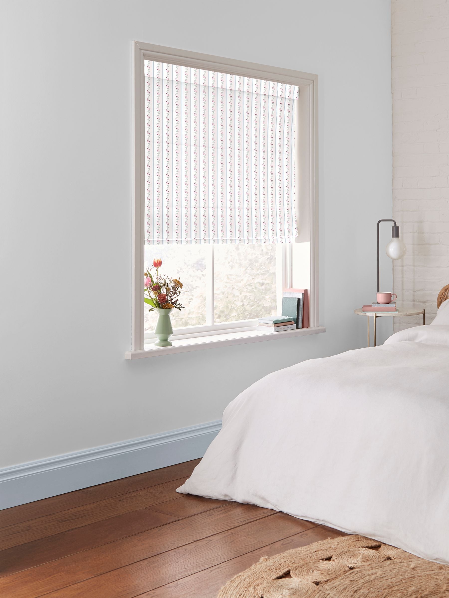Cath Kidston Cream Ticking Vine Roman blind, imported from the UK