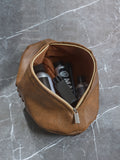 Personalised rugby-shaped washbag in vintage tan, UK version