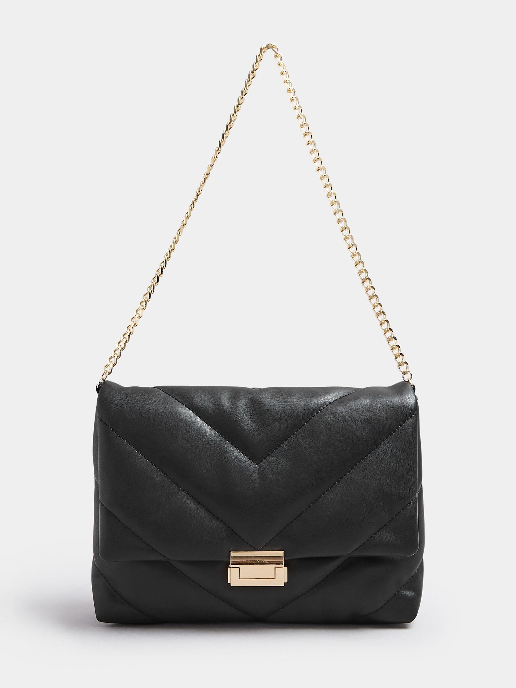 Yours black faux leather quilted shoulder bag (British brand)