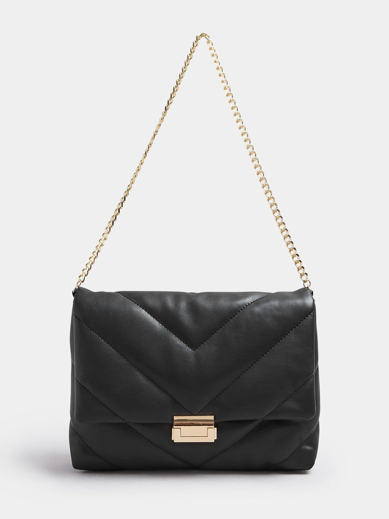 Yours black faux leather quilted shoulder bag (British brand)