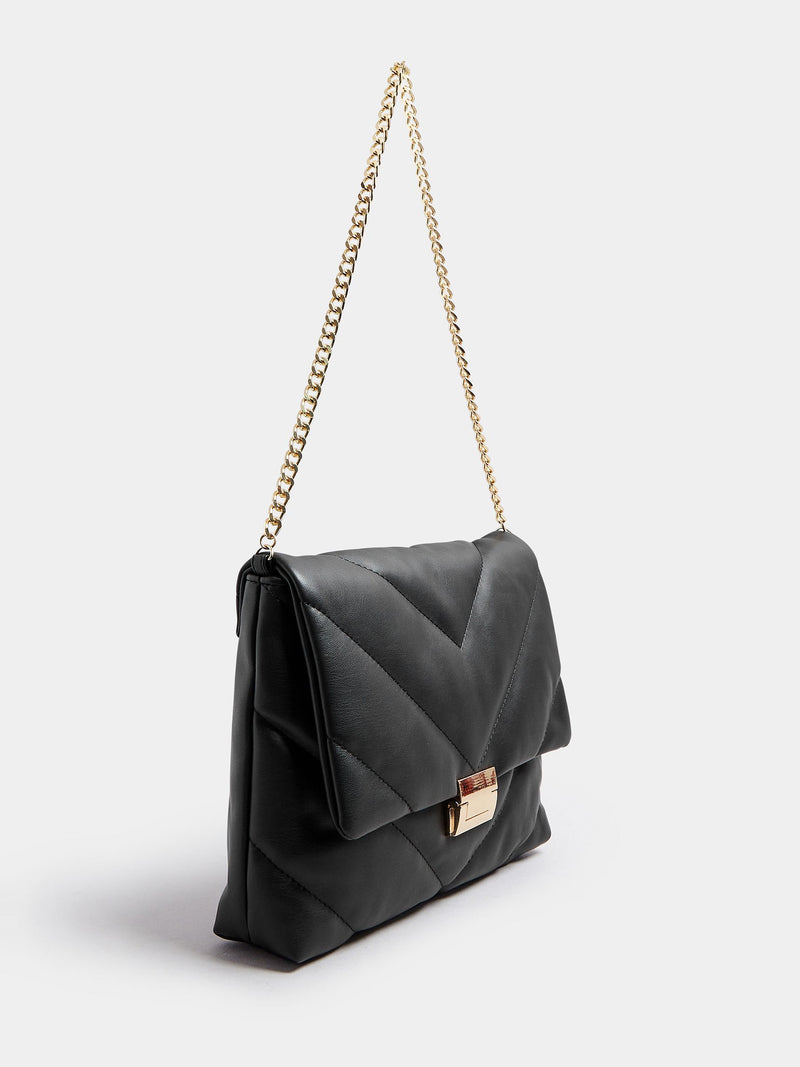 Yours black faux leather quilted shoulder bag (British brand)