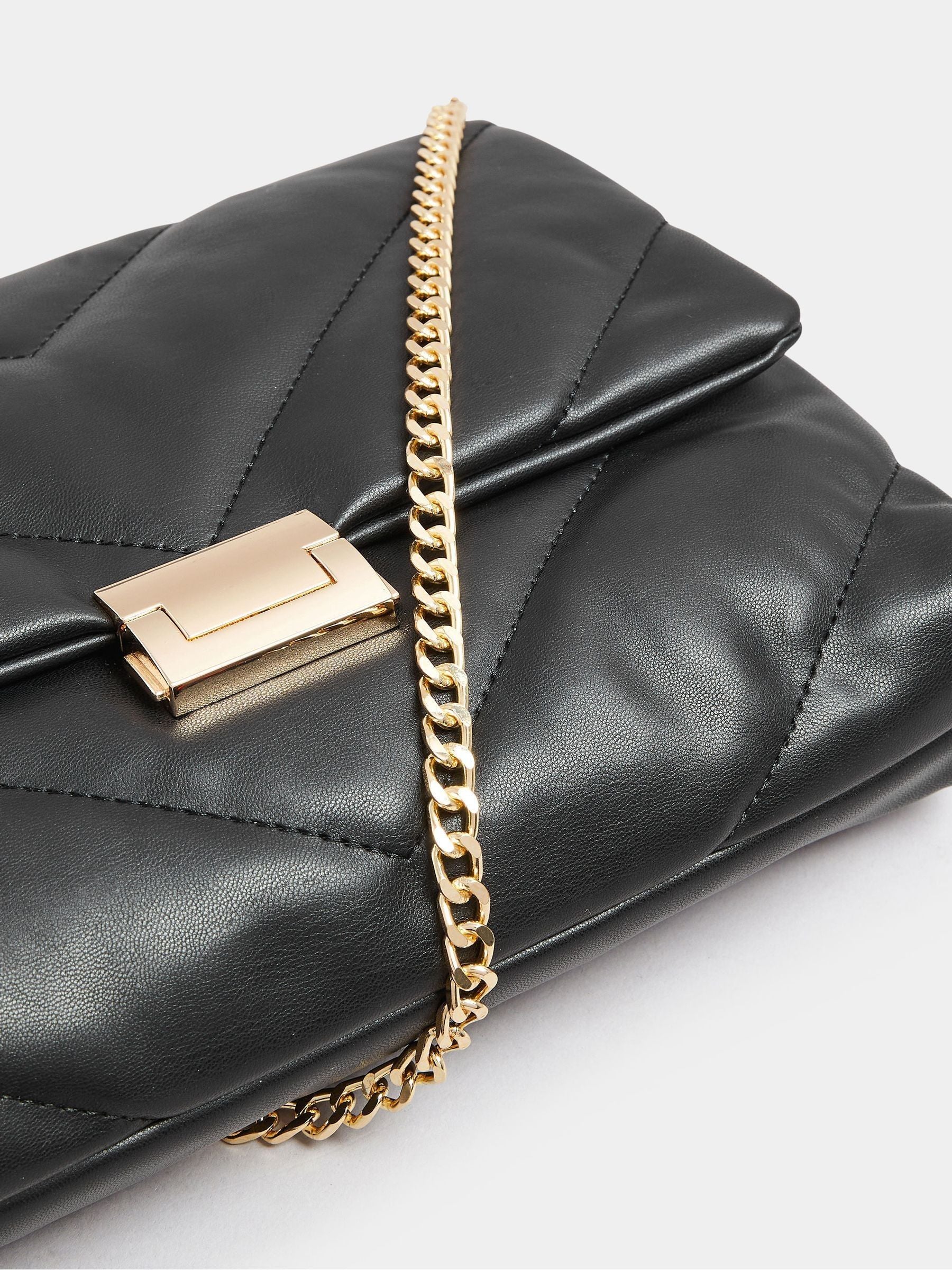 Yours black faux leather quilted shoulder bag (British brand)