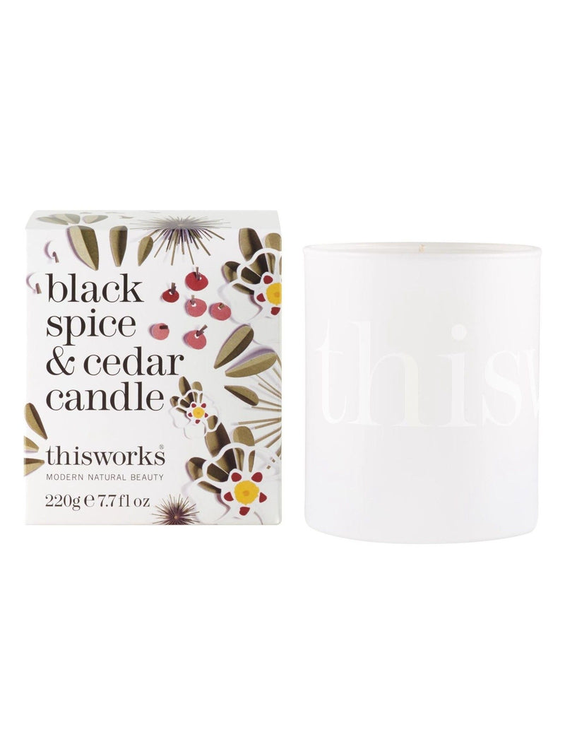 This Works Black Spice & Cedar scented candle, imported from the UK