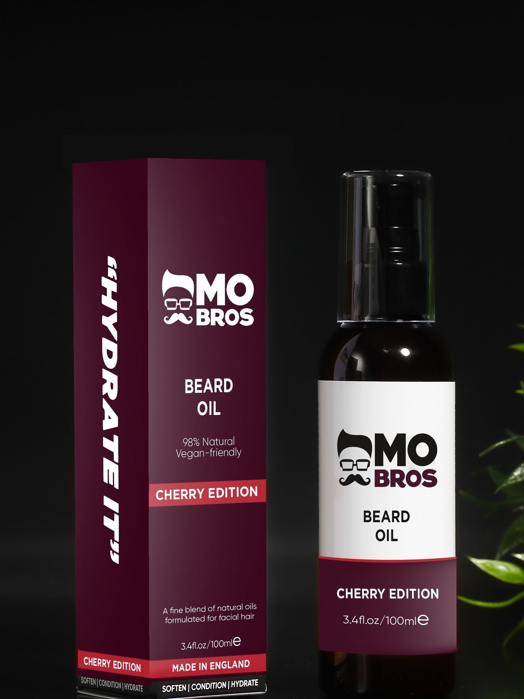 Mo Bros black cherry beard oil 100ml, imported from the UK
