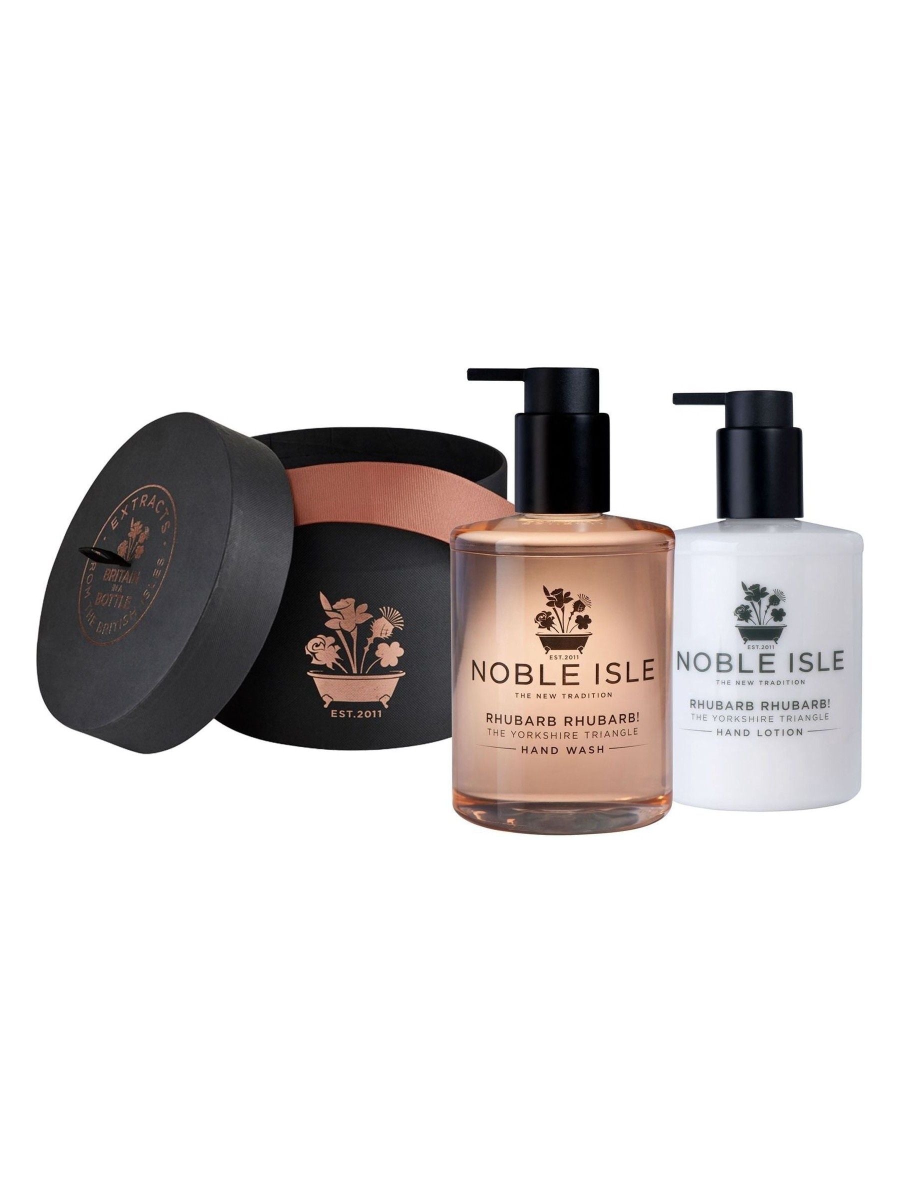 Noble Isle Rhubarb Rhubarb! hand wash and lotion gift set, imported from the UK
