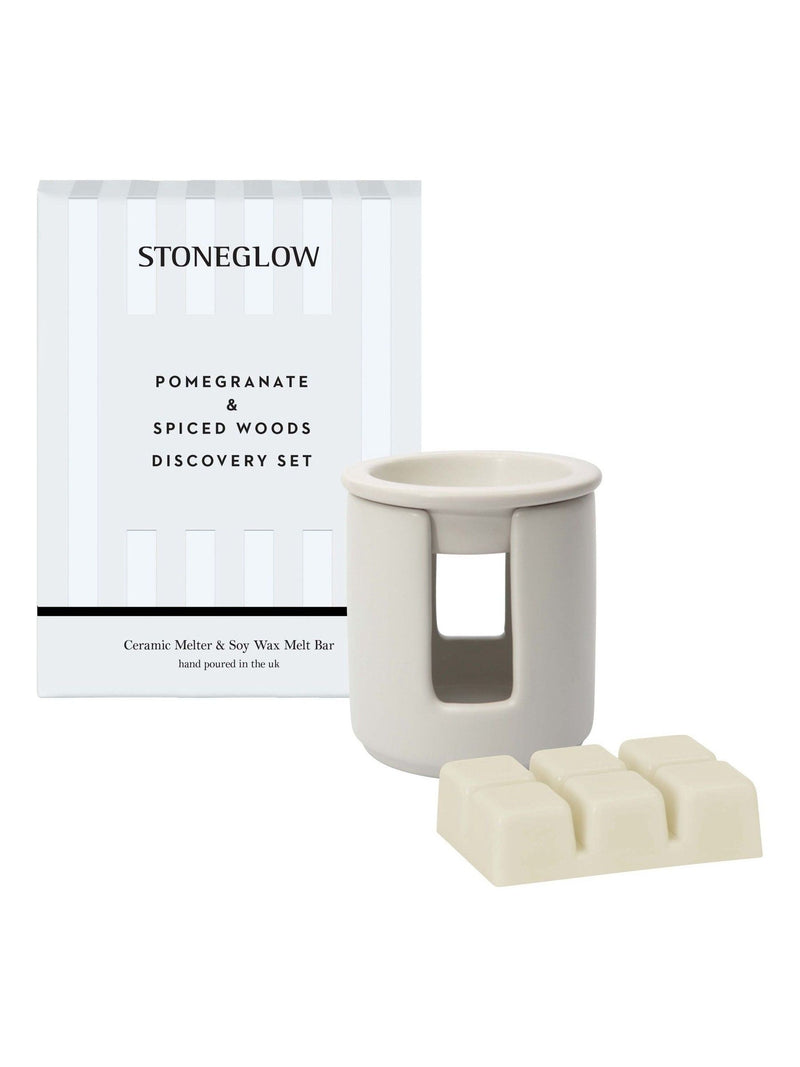 Stoneglow wax melts set pomegranate and spiced woods, UK version