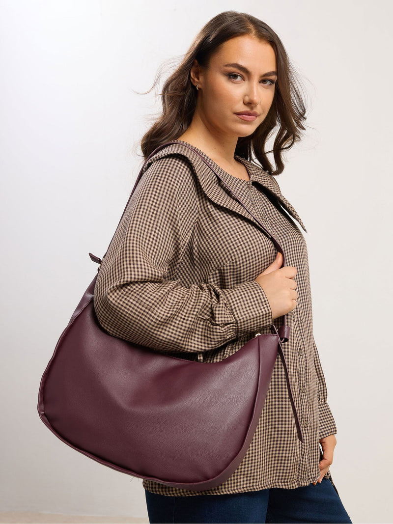 Yours Curve red faux leather slouched shoulder bag, UK version