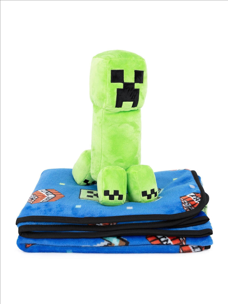 Minecraft Blue Creeper plush pillow buddy set and blanket (British brand)