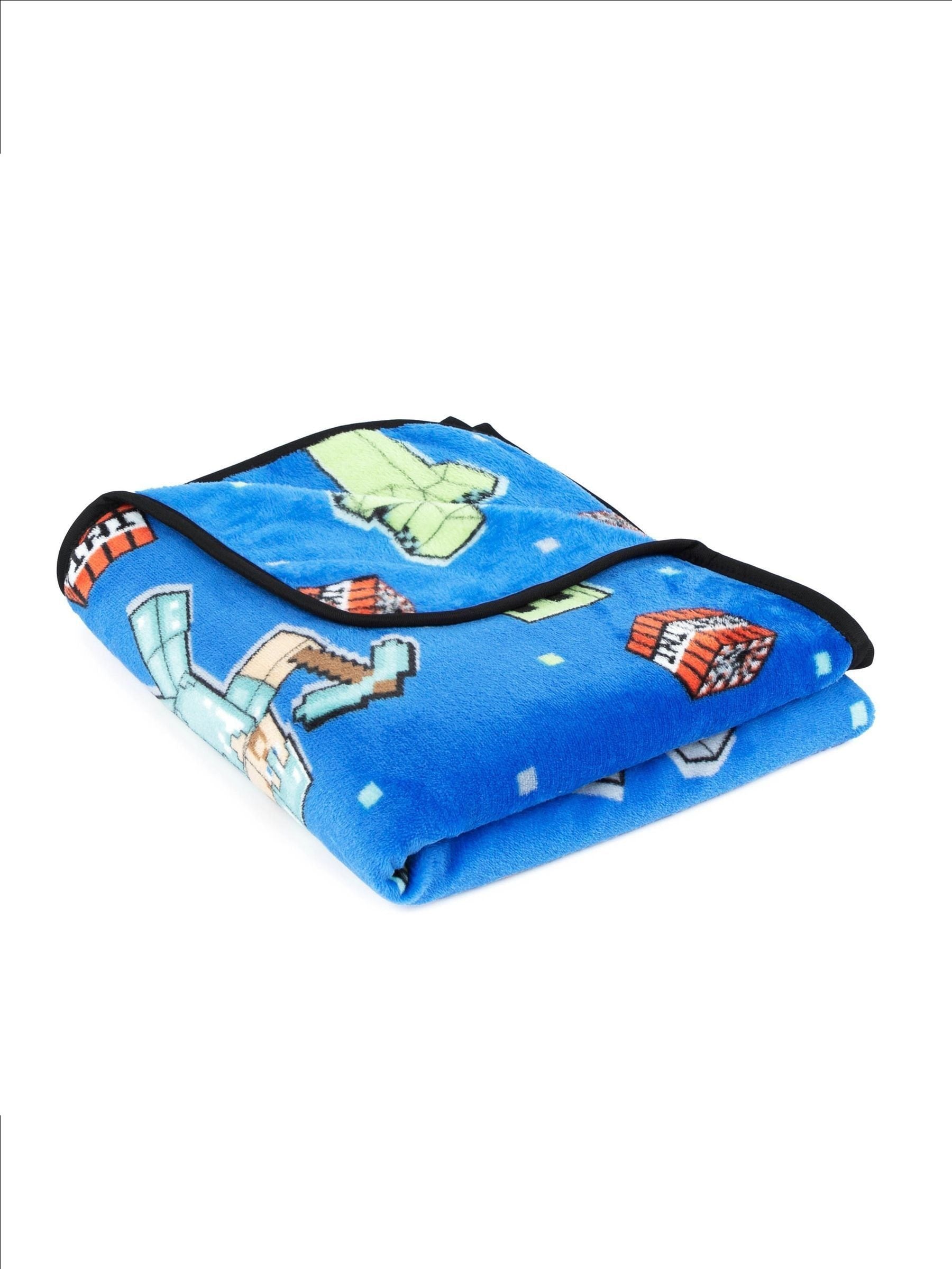 Minecraft Blue Creeper plush pillow buddy set and blanket (British brand)