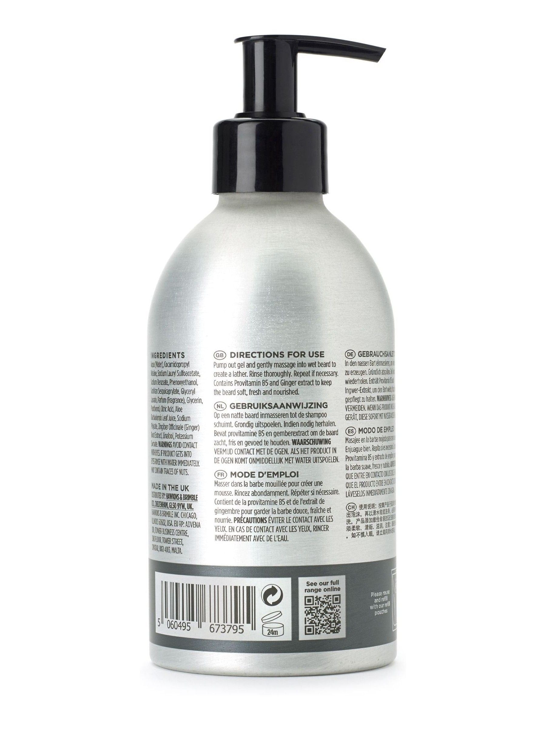 Hawkins & Brimble refillable beard shampoo 300ml, UK version
