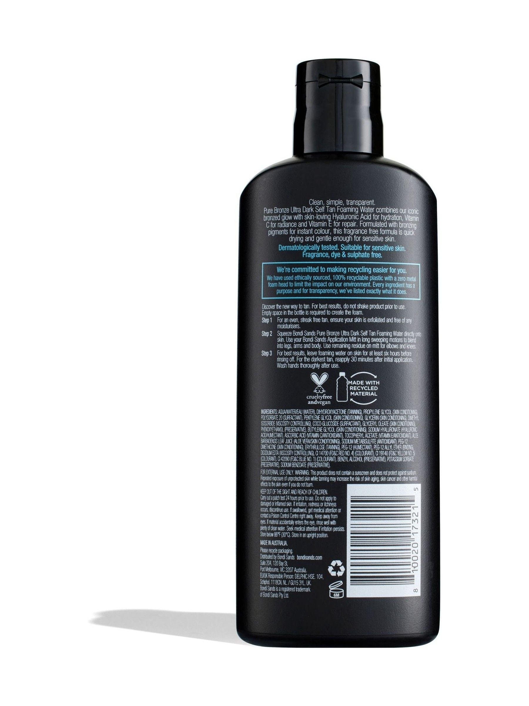 Bondi Sands Pure Bronze Self Tan Foaming Water in Ultra Dark 200ml