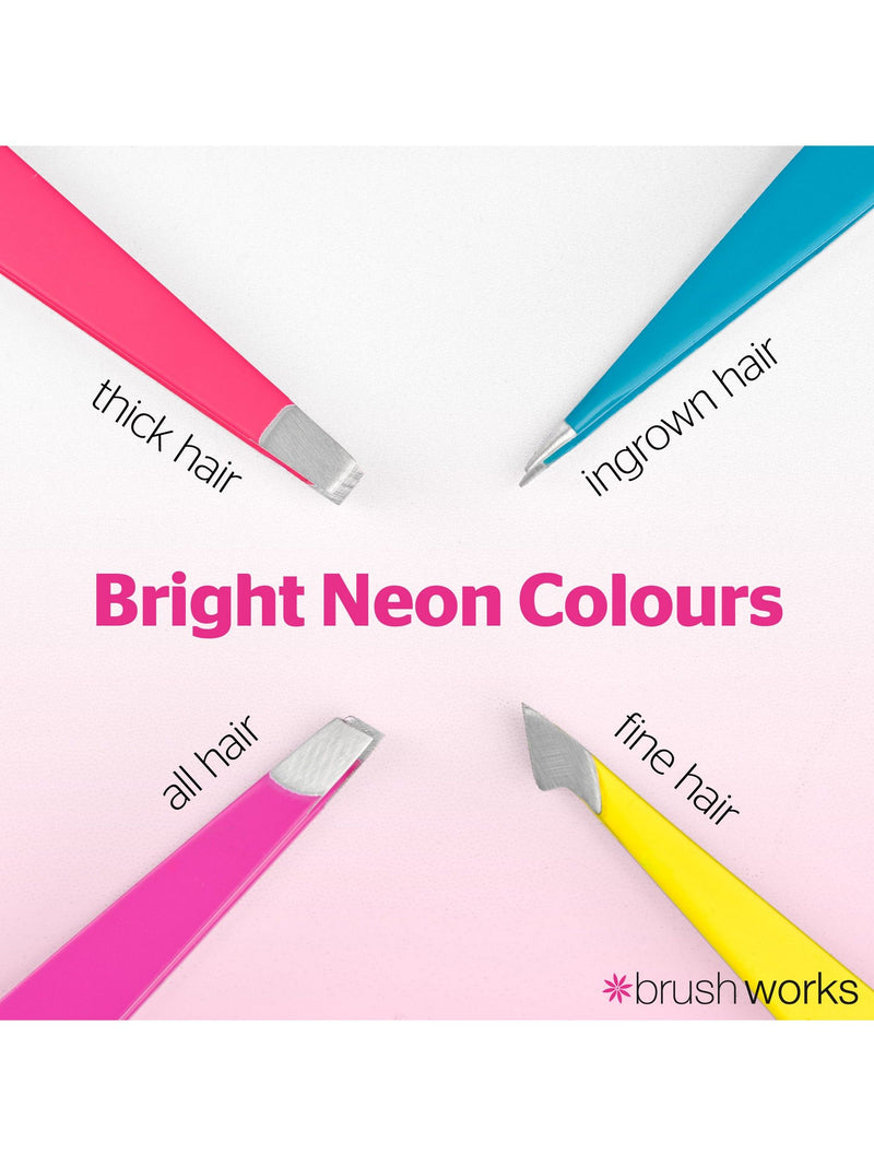 Brush Works HD 4 Piece Combination Tweezer Set neon - British product