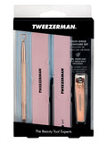 Tweezerman rose gold manicure kit with precision tools, UK version