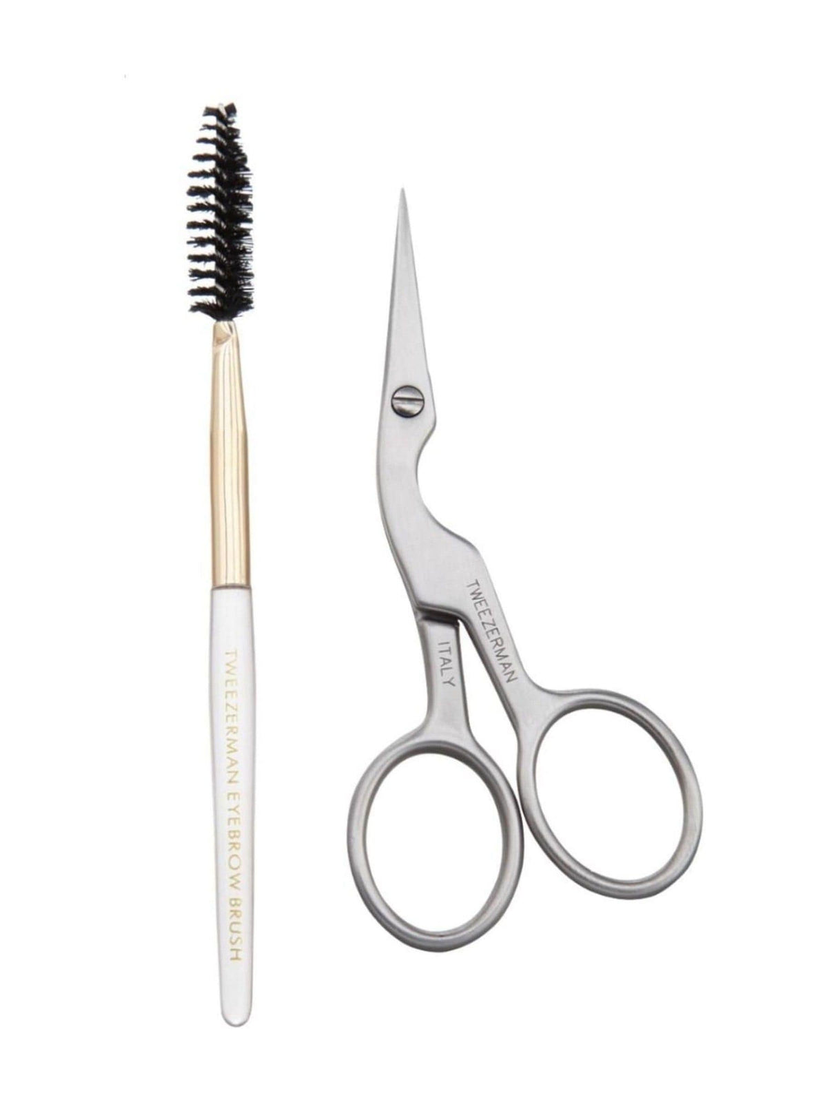 Tweezerman brow shaping scissors and brush, imported from the UK