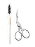 Tweezerman brow shaping scissors and brush, imported from the UK