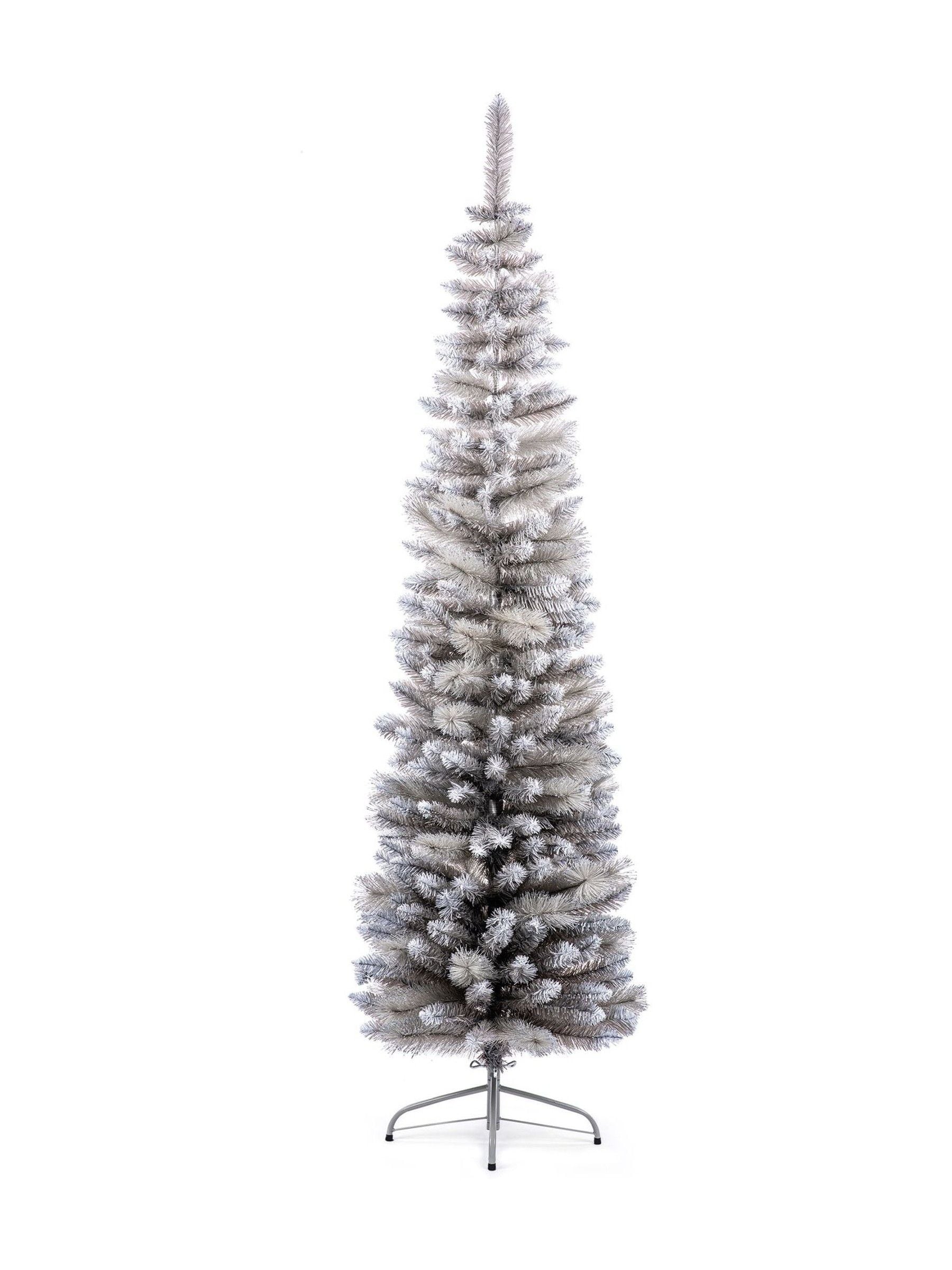Premier Decorations green silver tipped slim Christmas tree 6.5ft, UK version