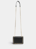 Yours Curve black faux leather stud detail cross body bag - British product