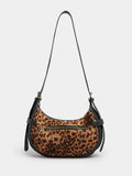 Yours Curve brown faux suede leopard buckle shoulder bag (British brand)
