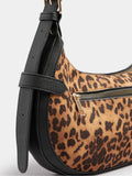 Yours Curve brown faux suede leopard buckle shoulder bag (British brand)