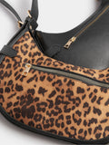 Yours Curve brown faux suede leopard buckle shoulder bag (British brand)