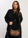 Yours Curve brown faux suede leopard buckle shoulder bag (British brand)