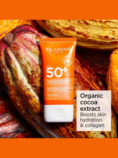 Next Clarins Youth-Protecting Sun Cream SPF 50 Adult's Sun Cream 50ml- Buy online at McGrocer