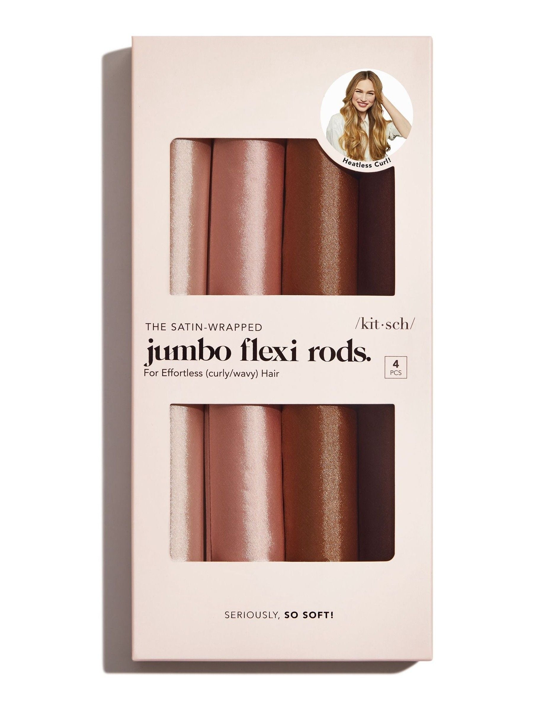 Kitsch satin jumbo heatless curling rods 4pc set rosewood - British product