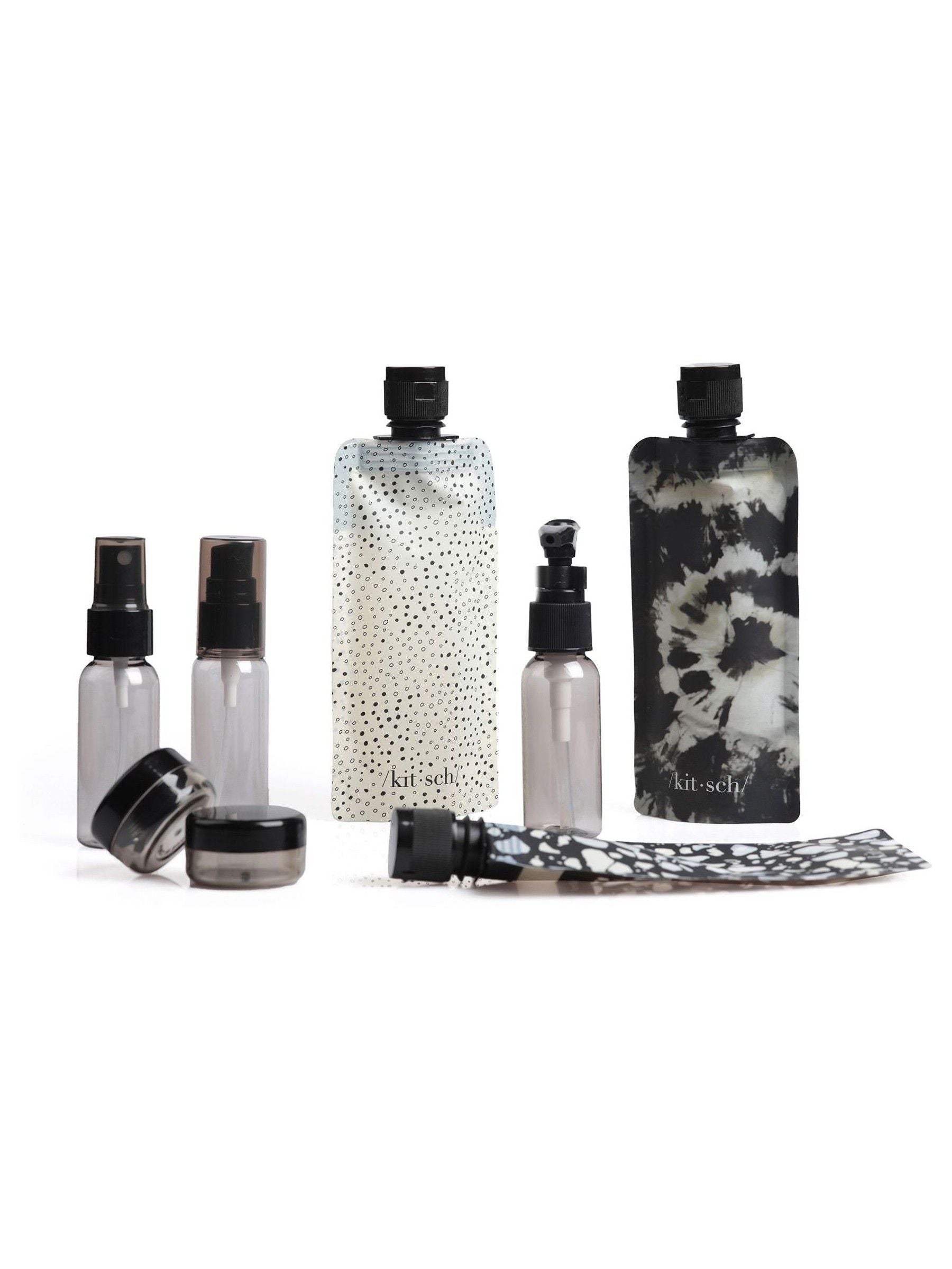 Kitsch travel bottle set 11 piece black, UK version