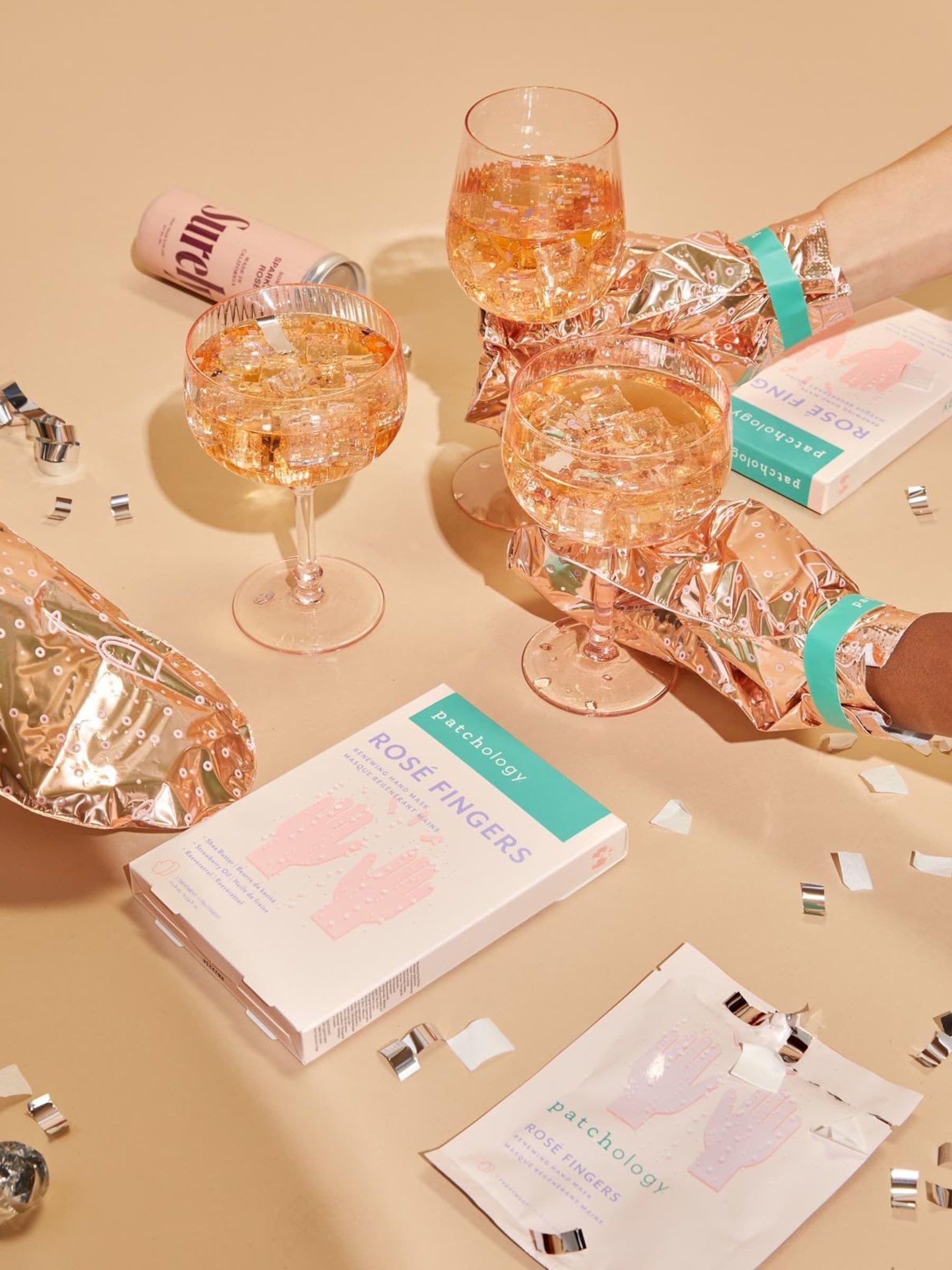 Patchology Rosé Fingers hand mask, imported from the UK