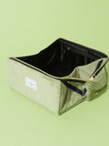 Flat Lay Co. sage green velvet makeup bag (British brand)