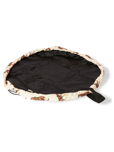 Aufklappbare Kosmetiktasche mit Kordelzug, Pinselaufbewahrung und Taschen, 18 cm geschlossen