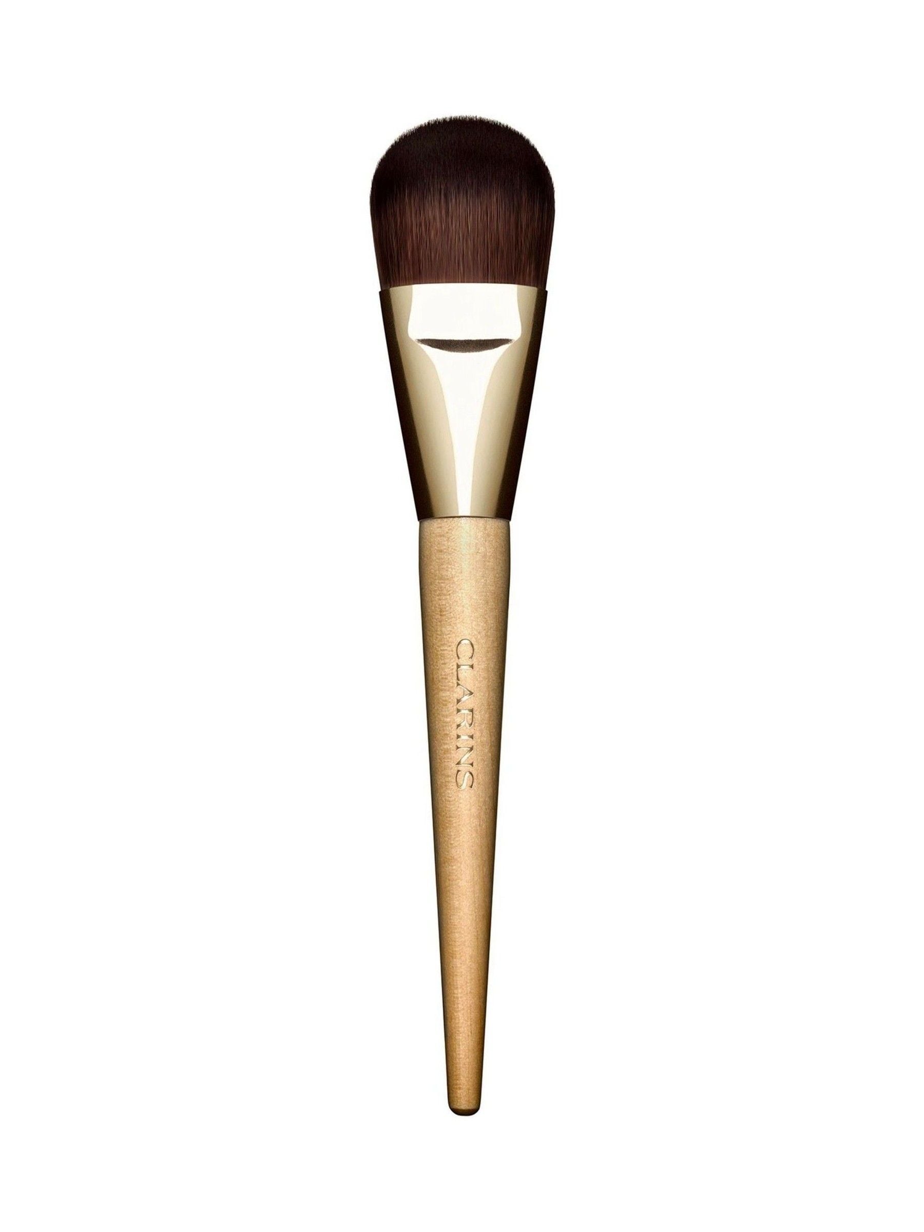 Clarins foundation brush with synthetic bristles and birchwood handle (British brand)