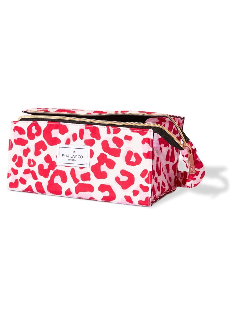 Flat Lay Co. open box makeup bag, pink leopard, UK version