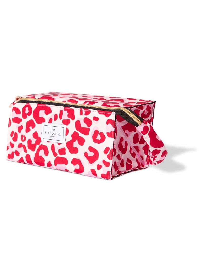 Flat Lay Co. open box makeup bag, pink leopard, UK version