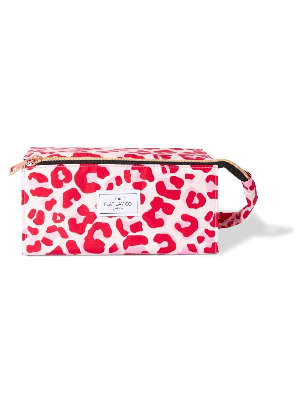 Flat Lay Co. open box makeup bag, pink leopard, UK version