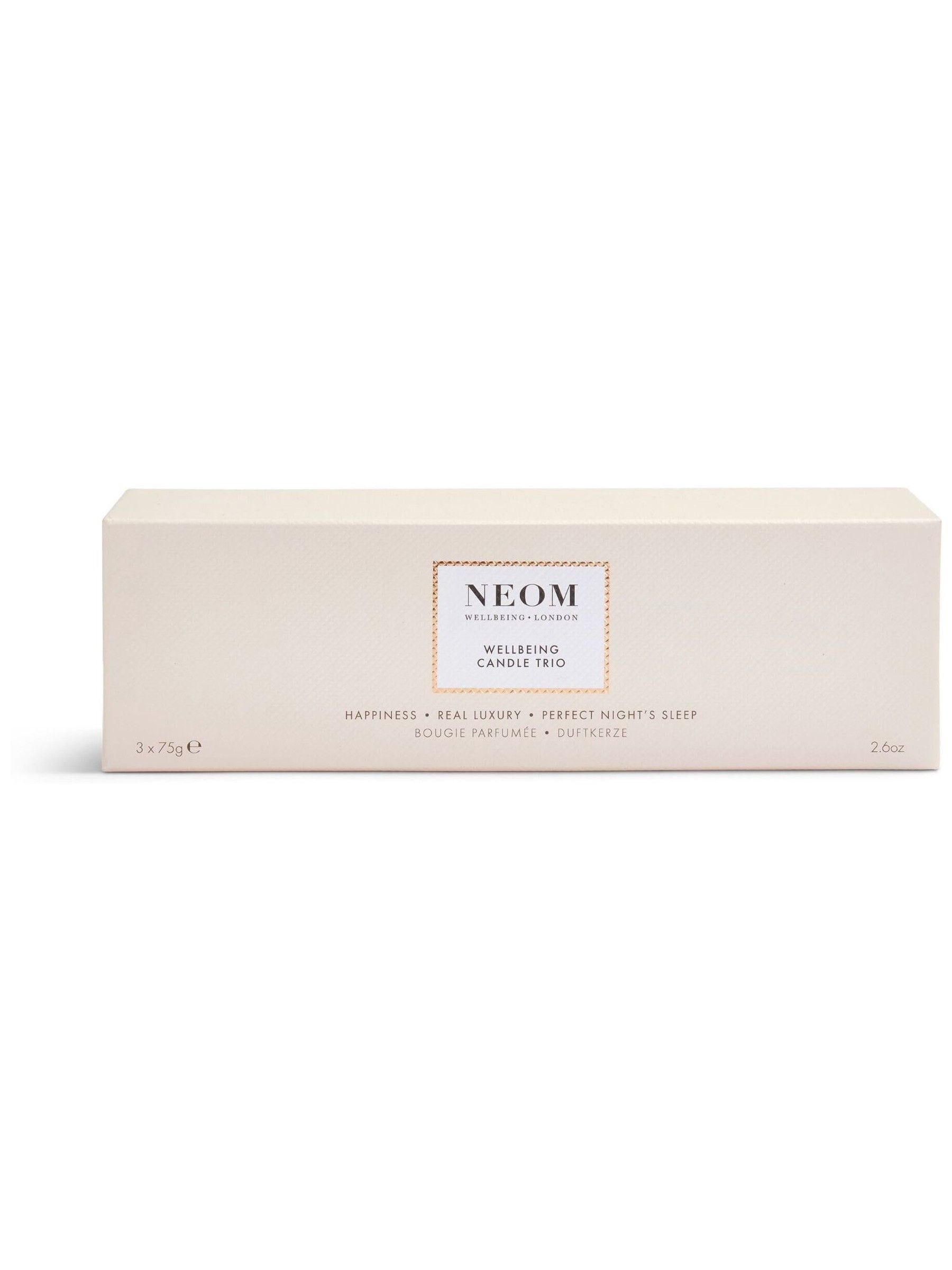 NEOM wellbeing candle trio in gift box - British product
