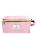 The Flat Lay Co. Open Flat Box Makeup Bag Sage Green Velvet Makeup Organizer Bag