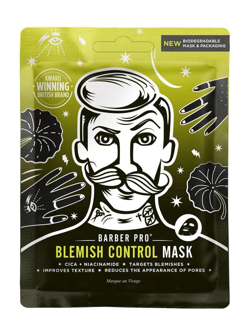 Barber Pro Blemish Control Cica Niacinamid Tuchmaske - Britisches Produkt
