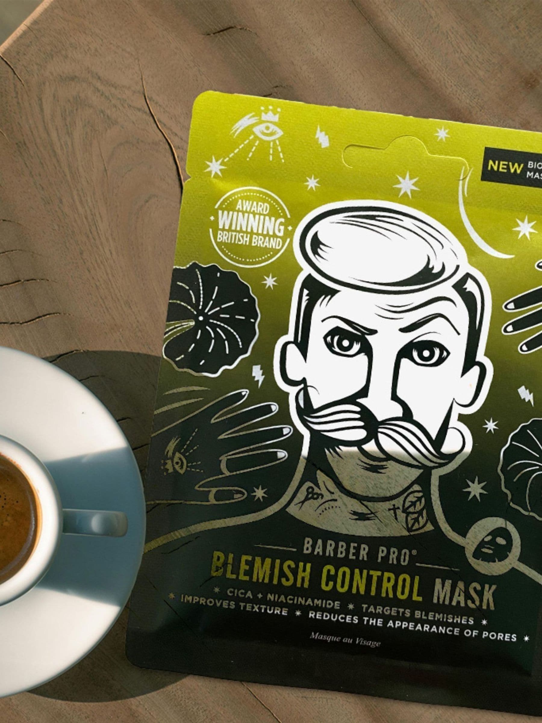 Barber Pro Blemish Control Cica Niacinamid Tuchmaske - Britisches Produkt