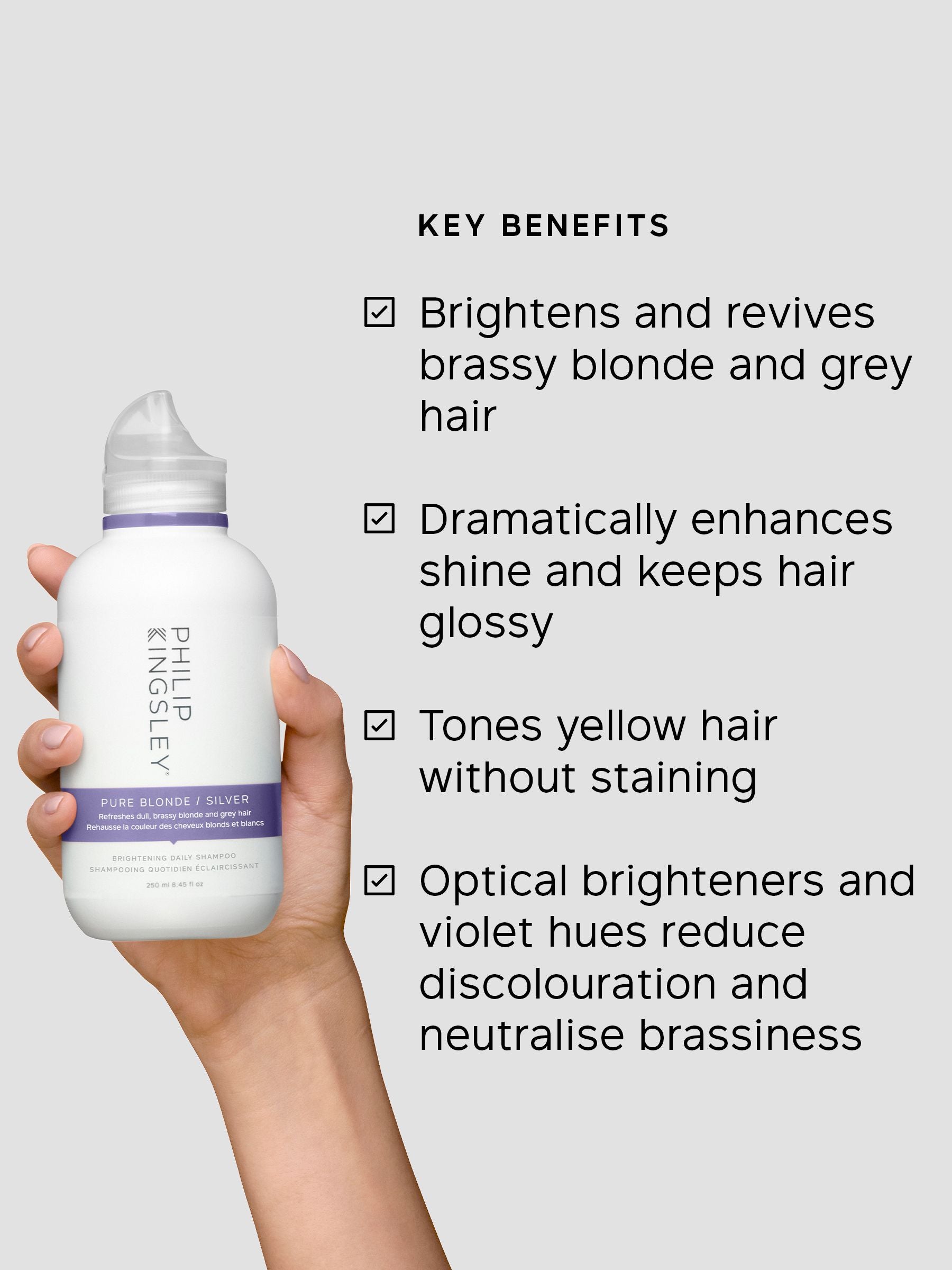 Philip Kingsley Pure Blonde Brightening Daily Shampoo 250ml, imported from the UK