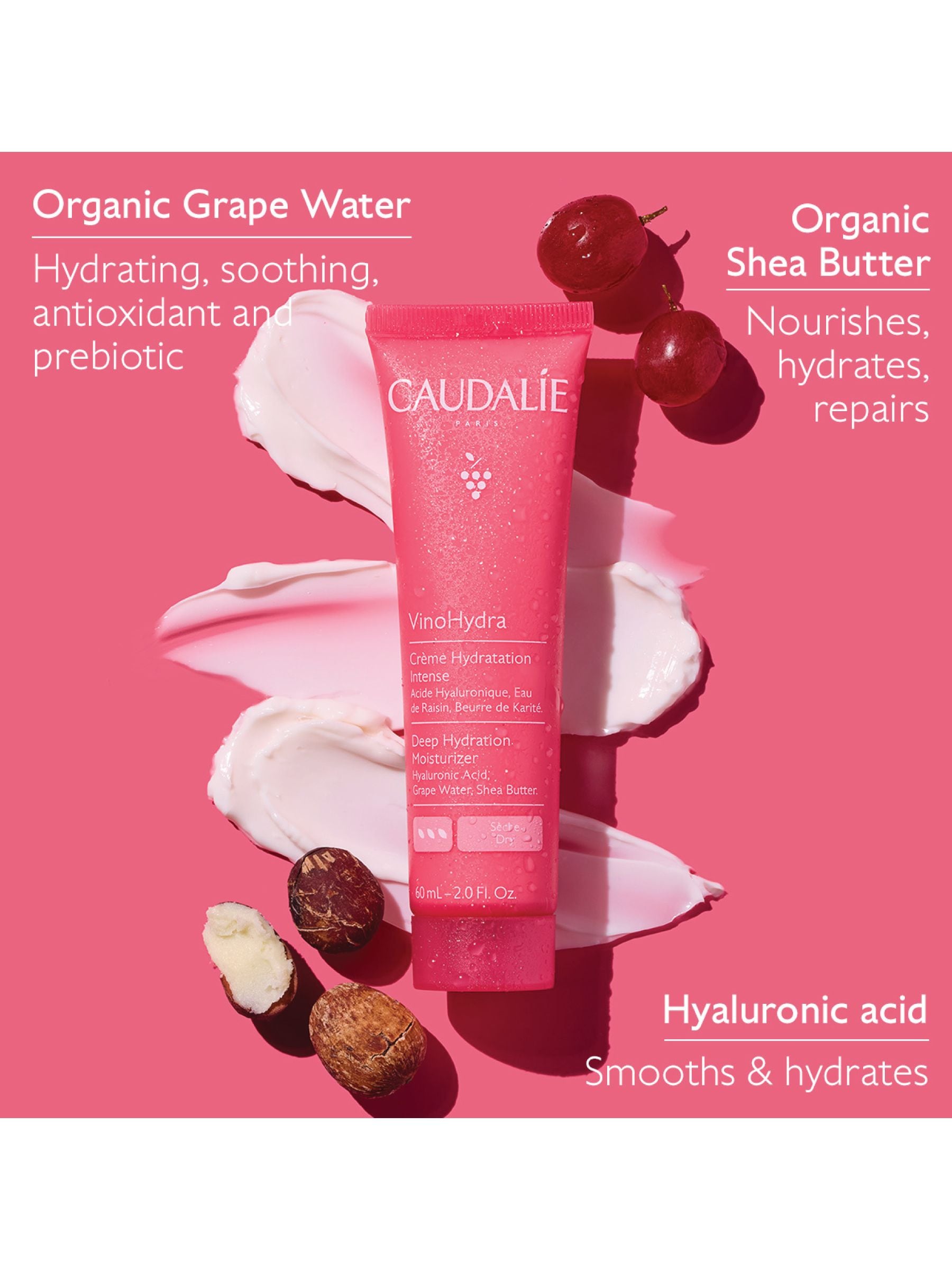 Caudalie VinoHydra Deep Hydration facial moisturizer 60 mL - British product