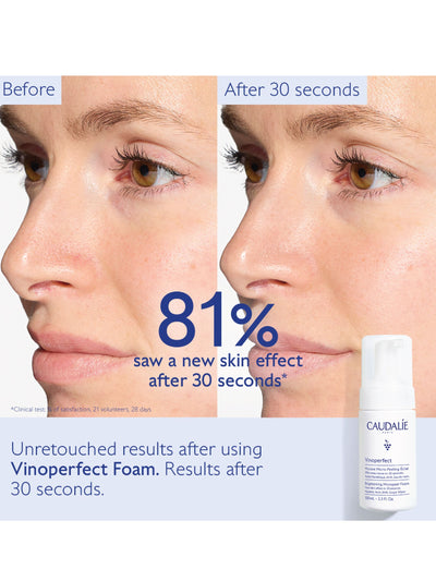Neste Caudalie Vinoperfect Brightening Micropeel Foam Foaming Facial Cleanser 100 mL- Kjøp online hos McGrocer