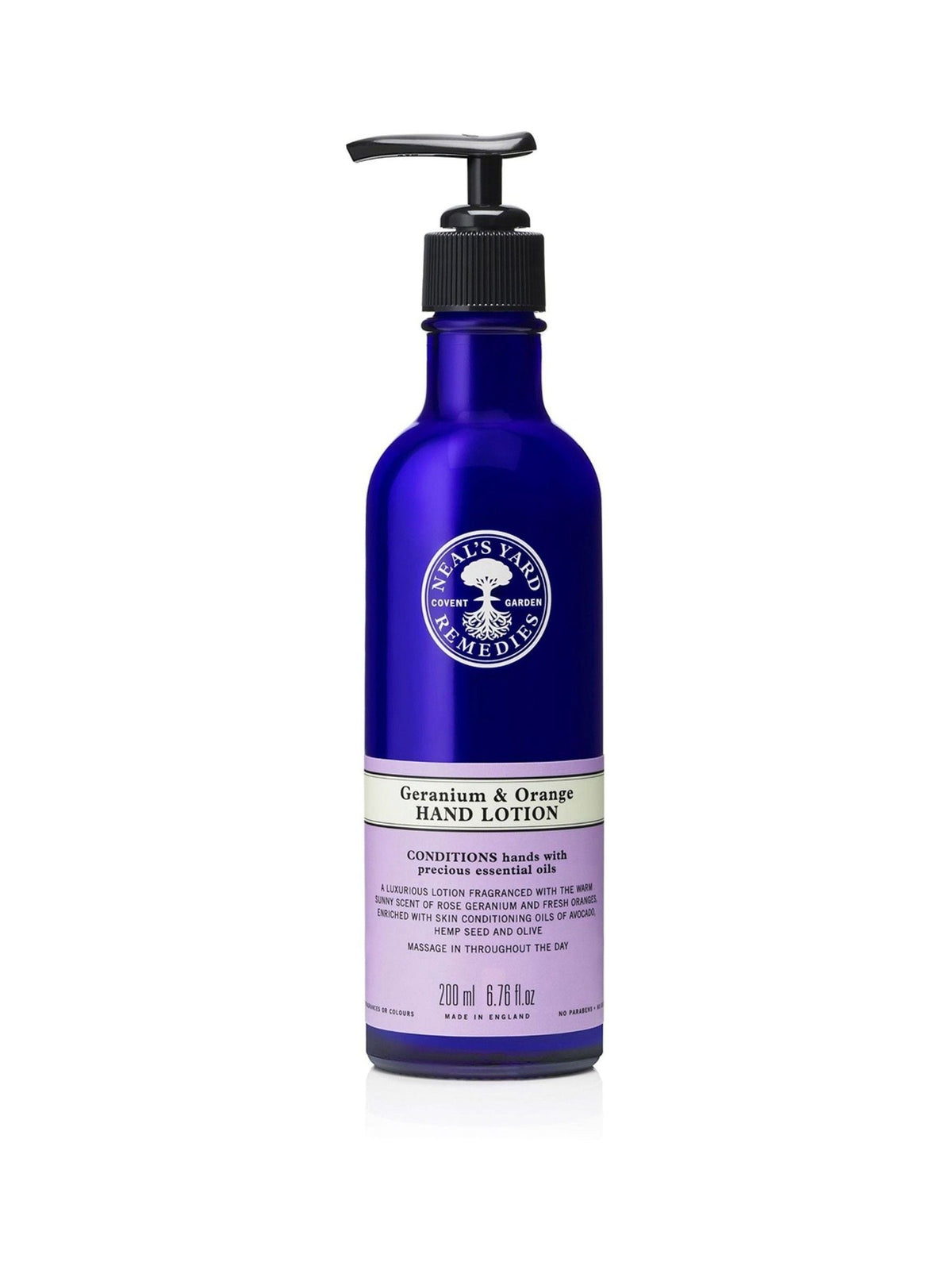 Neals Yard Remedies geranium orange hand lotion 200ml, imported from the UK