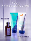 Moroccanoil Brilliant Blonde Kit with shampoo, conditioner, and treatment, UK version