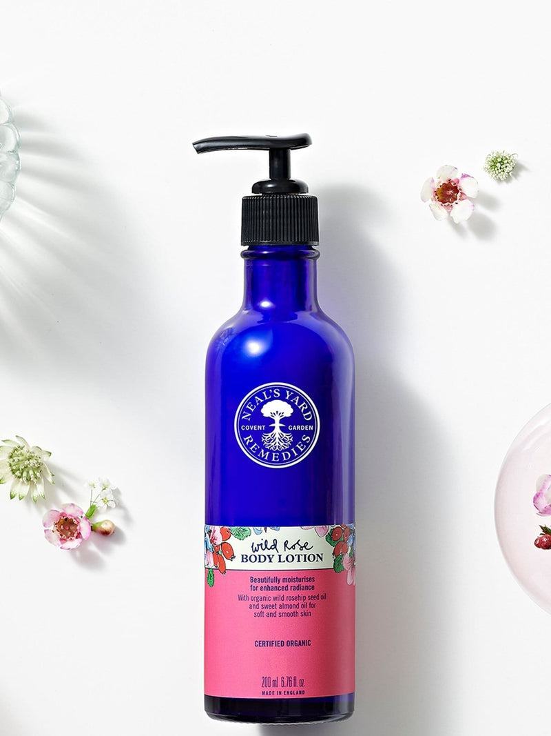 Neals Yard Remedies Wild Rose body lotion 200ml, imported from the UK