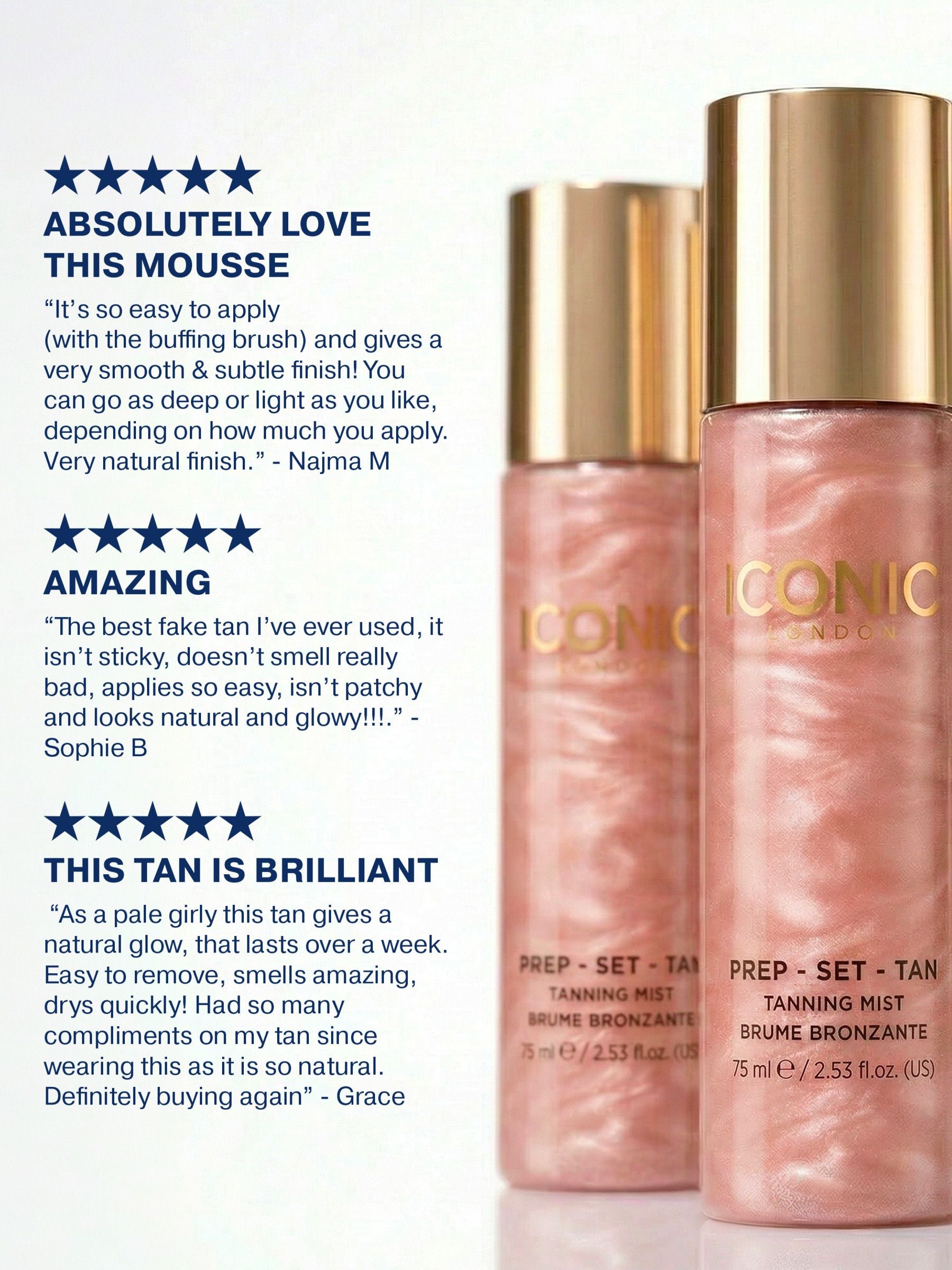 ICONIC London Prep Set Tan self tanning mist spray, UK version