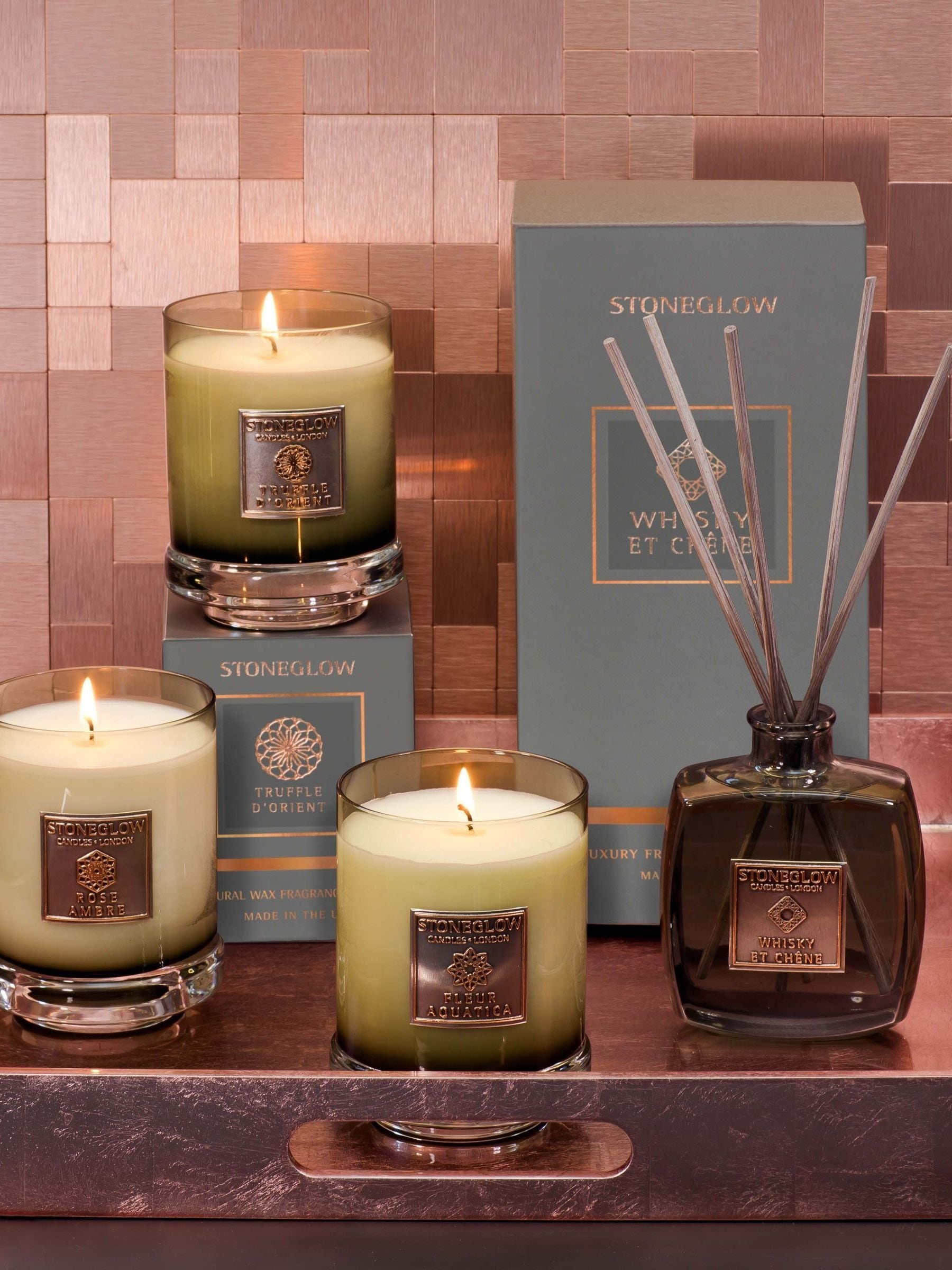 Stoneglow Whisky et Chene Metallique reed diffuser 200ml (British brand)