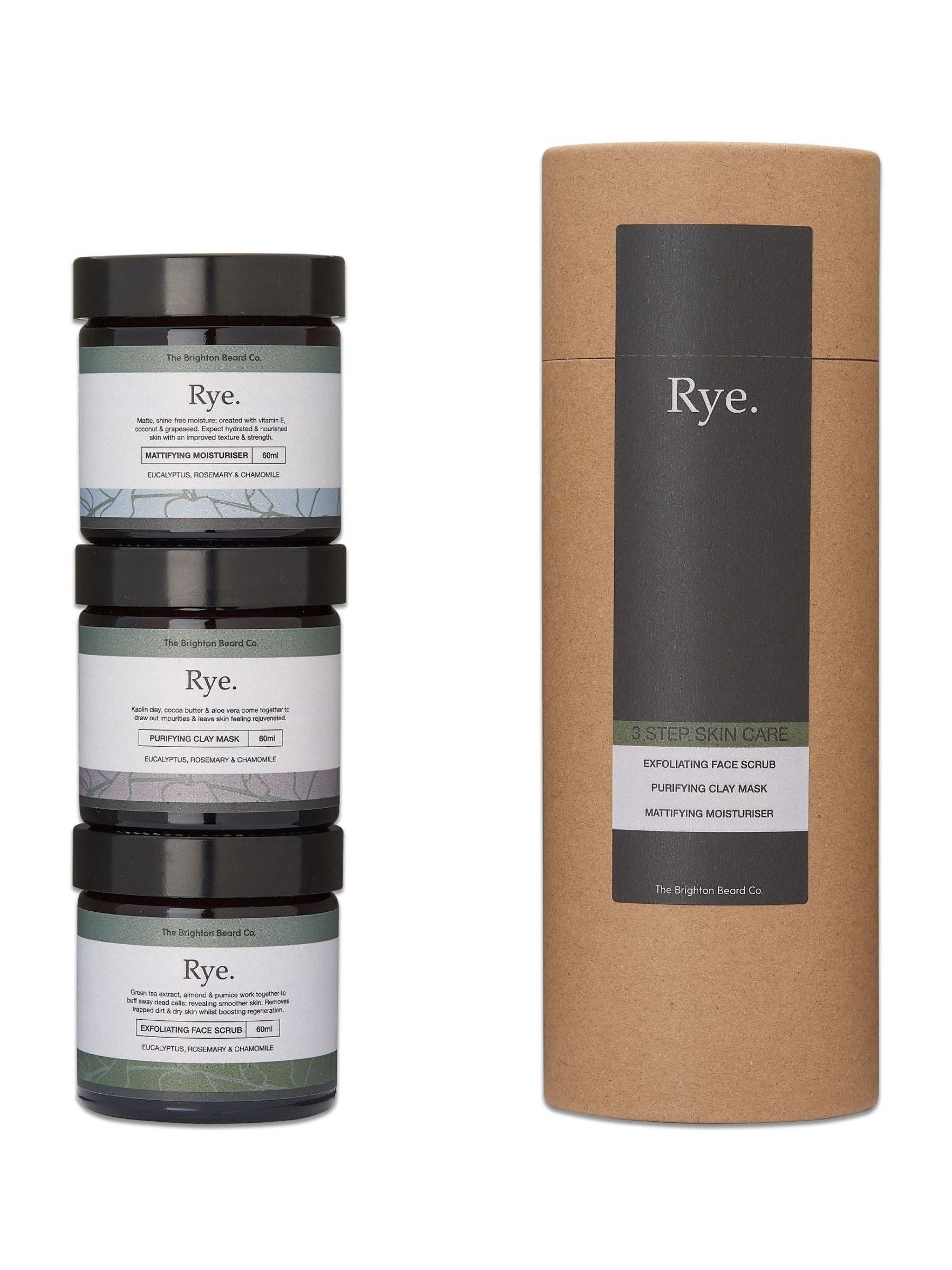 The Brighton Beard Co. Rye 3 Step Men's Skincare Gift Set (British brand)
