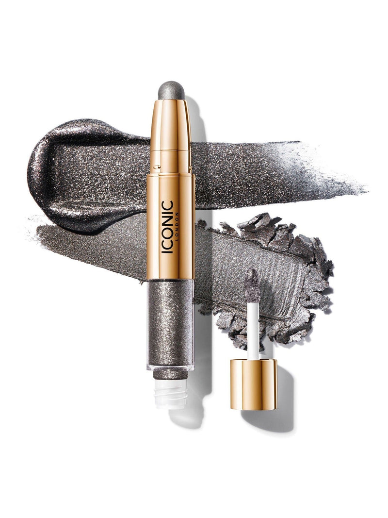 ICONIC London Glaze Crayon Eyeshadow Onyx Dark Silver, imported from the UK