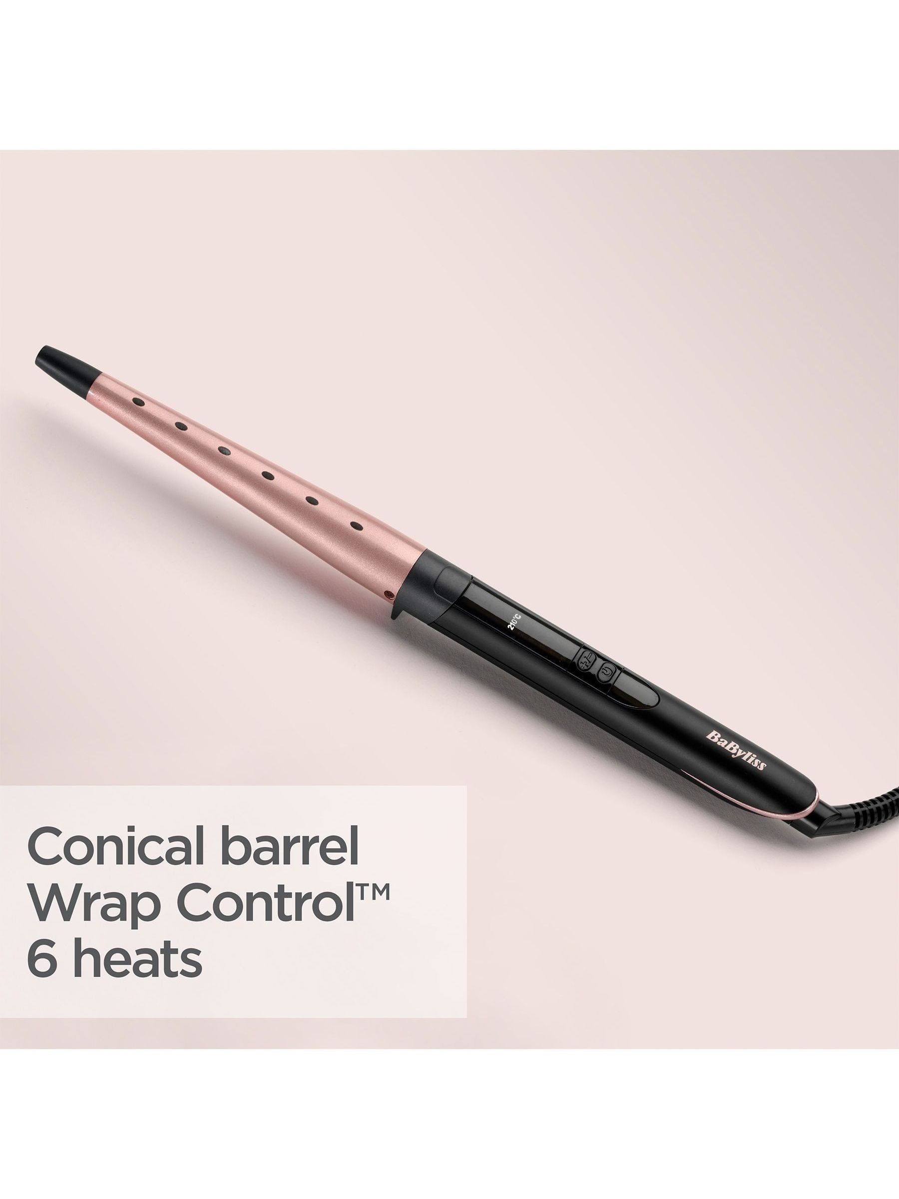 BaByliss rose quartz conical curling wand (British brand)